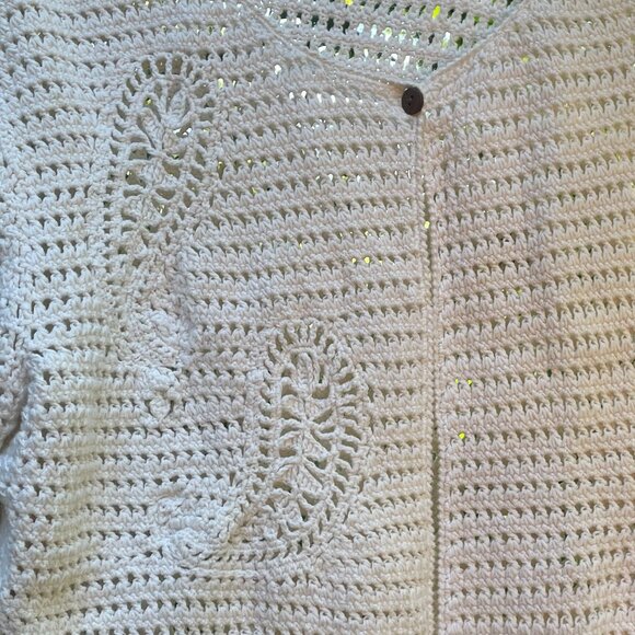 XL Liz Claiborne LizSport Ivory Cropped/ Mini Knit Paisley Cardigan - Picture 3 of 6